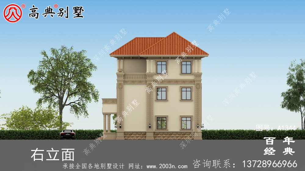 小复式三层乡村别墅外观设计效果图_乡村三层别墅设计图纸