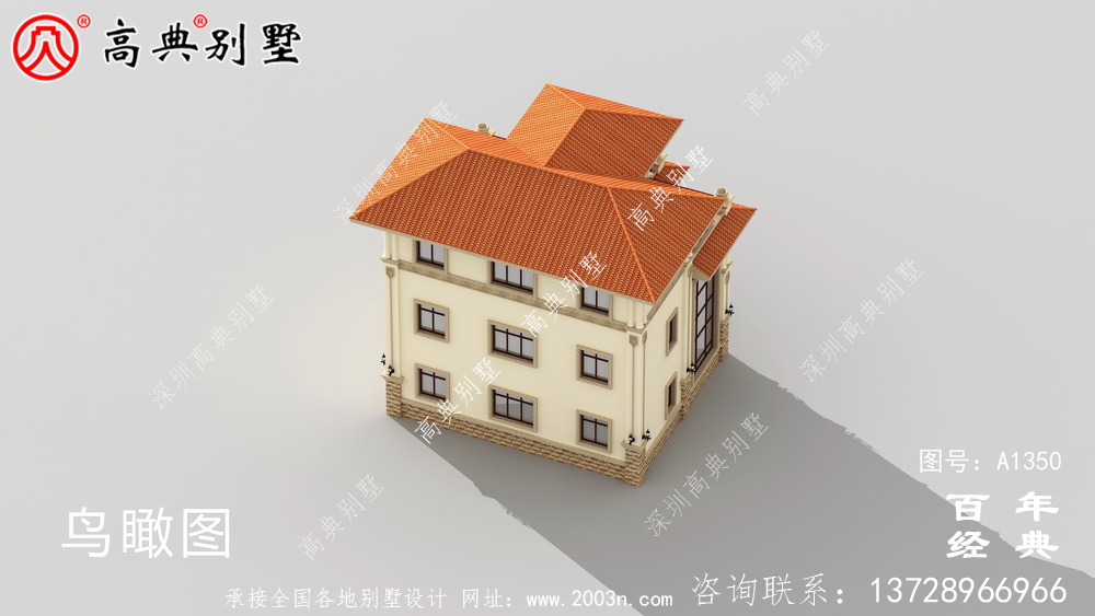 全套高檔歐式三層復式別墅外觀設計效果圖紙_三層別墅設計圖