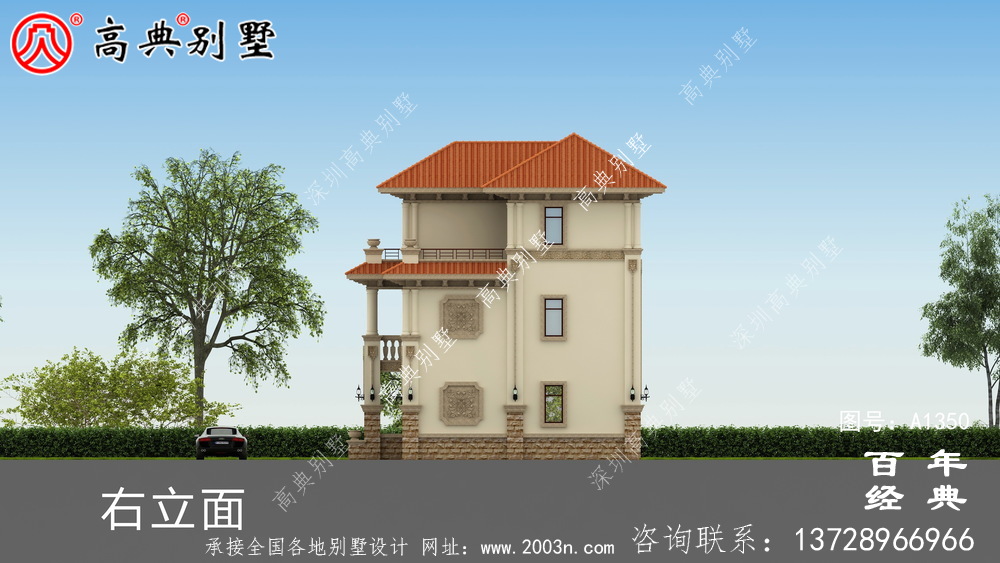 全套高檔歐式三層復式別墅外觀設計效果圖紙_三層別墅設計圖