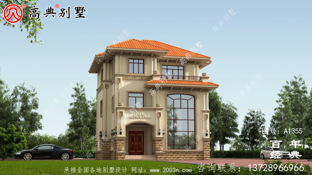 復(fù)式三層鄉(xiāng)村別墅外觀設(shè)計效果圖紙_別墅設(shè)計圖紙