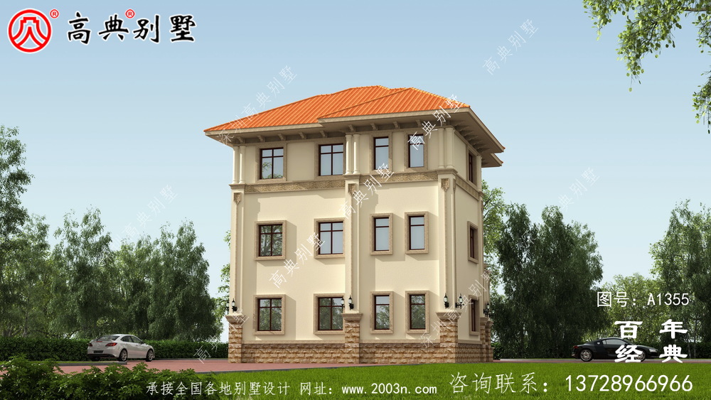 復(fù)式三層鄉(xiāng)村別墅外觀設(shè)計效果圖紙_別墅設(shè)計圖紙