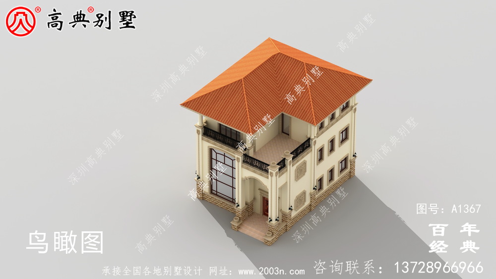 农村洋房复式三层别墅外观效果图_别墅设计图纸