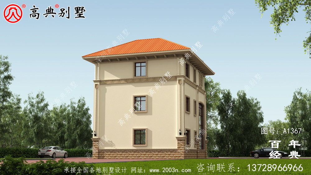 农村洋房复式三层别墅外观效果图_别墅设计图纸