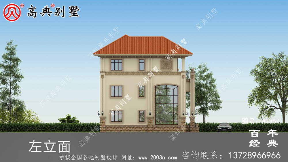 农村洋房复式三层别墅外观效果图_别墅设计图纸