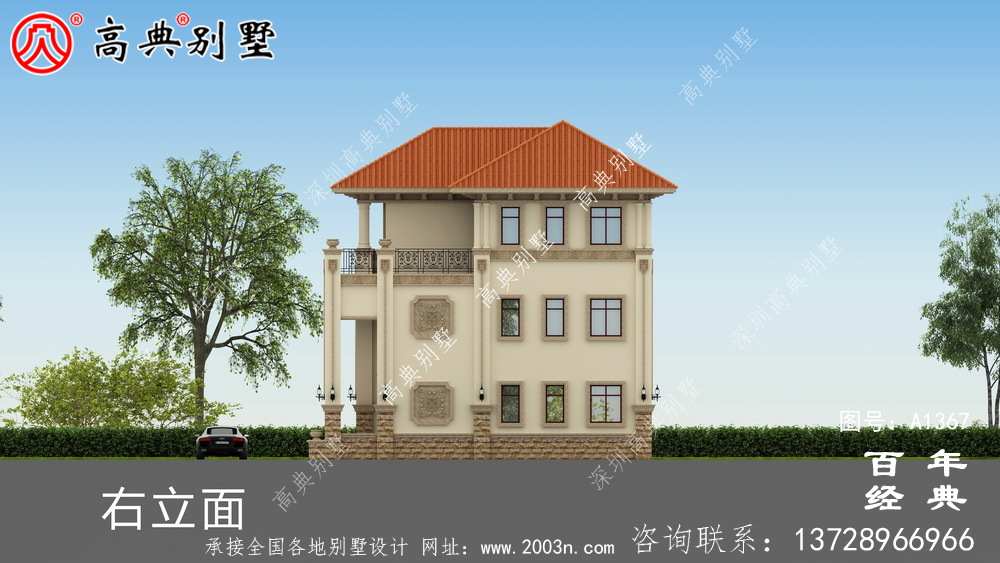 农村洋房复式三层别墅外观效果图_别墅设计图纸