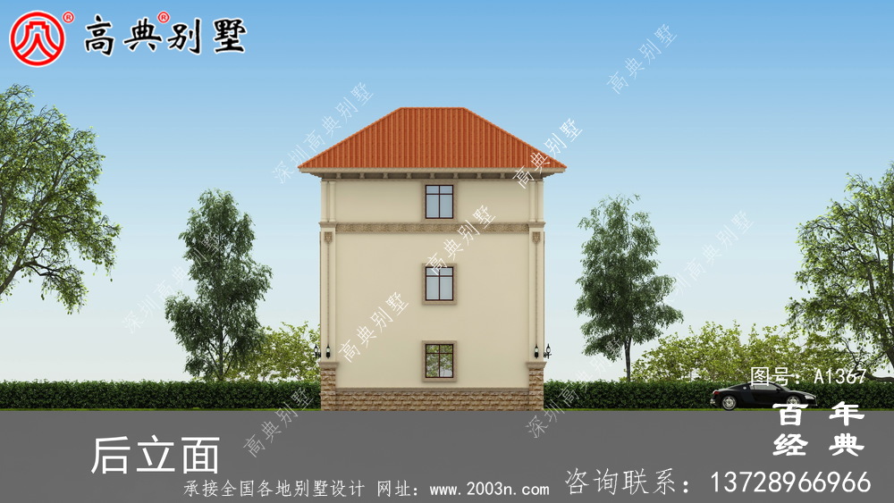 农村洋房复式三层别墅外观效果图_别墅设计图纸