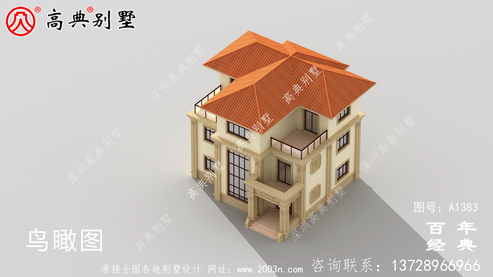 复式带阳台三层欧式别墅建造房屋设计图_别墅设计图纸