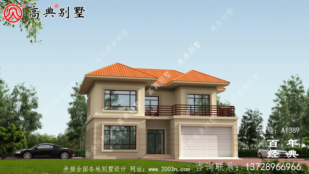 鄉(xiāng)村二層帶車庫(kù)別墅自建房設(shè)計(jì)圖設(shè)計(jì)效果圖_別墅設(shè)計(jì)圖紙