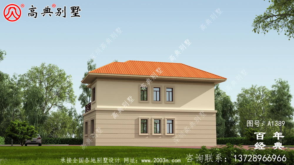 鄉(xiāng)村二層帶車庫(kù)別墅自建房設(shè)計(jì)圖設(shè)計(jì)效果圖_別墅設(shè)計(jì)圖紙