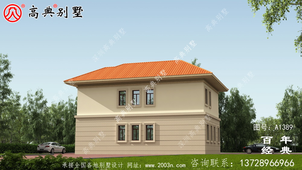 鄉(xiāng)村二層帶車庫(kù)別墅自建房設(shè)計(jì)圖設(shè)計(jì)效果圖_別墅設(shè)計(jì)圖紙