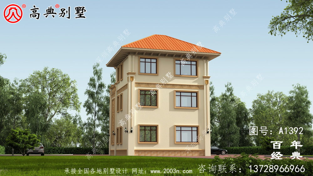 三层欧式别墅整套工程图纸_乡村别墅设计图纸