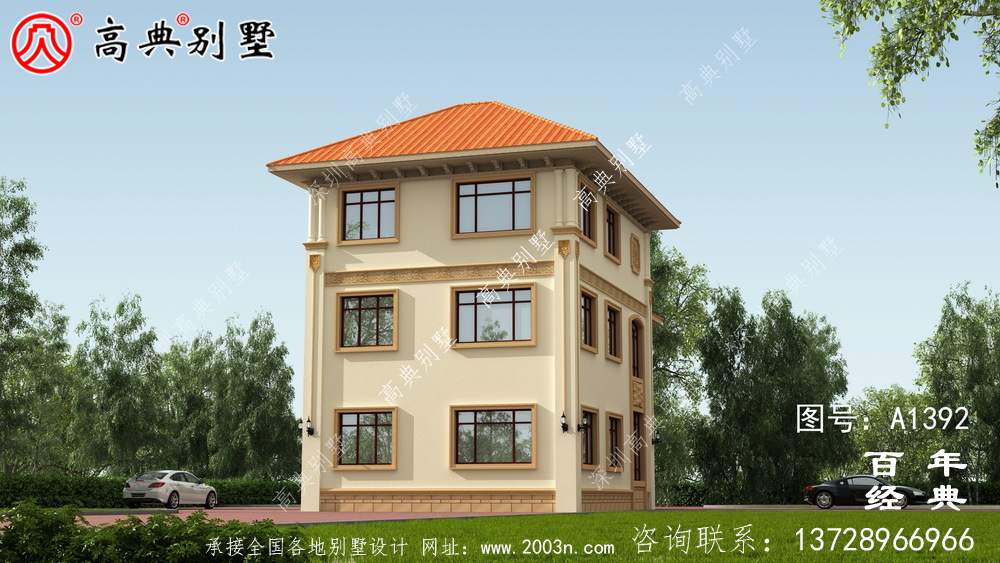 三层欧式别墅整套工程图纸_乡村别墅设计图纸