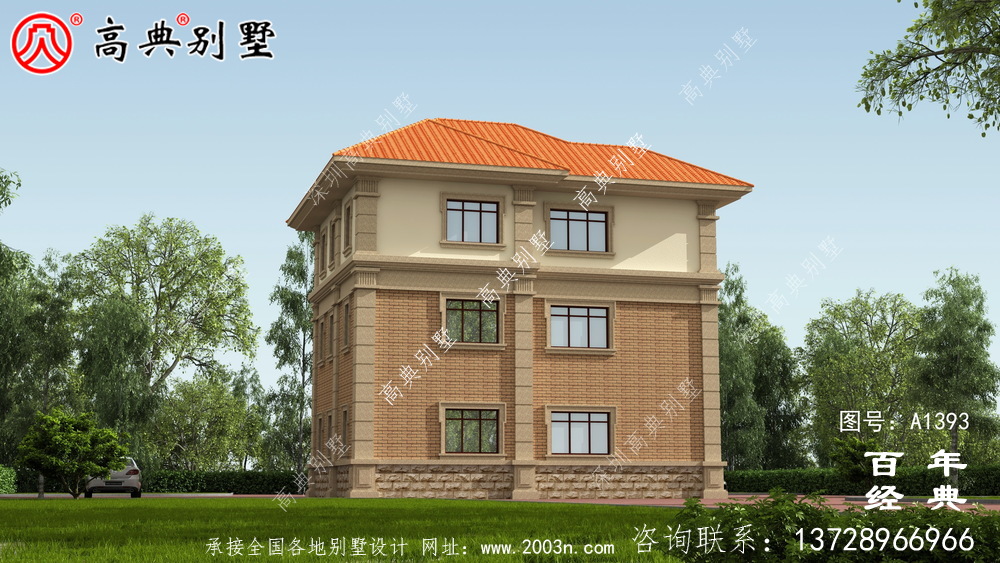 三层欧式别墅楼房外观设计图_乡村别墅设计图纸