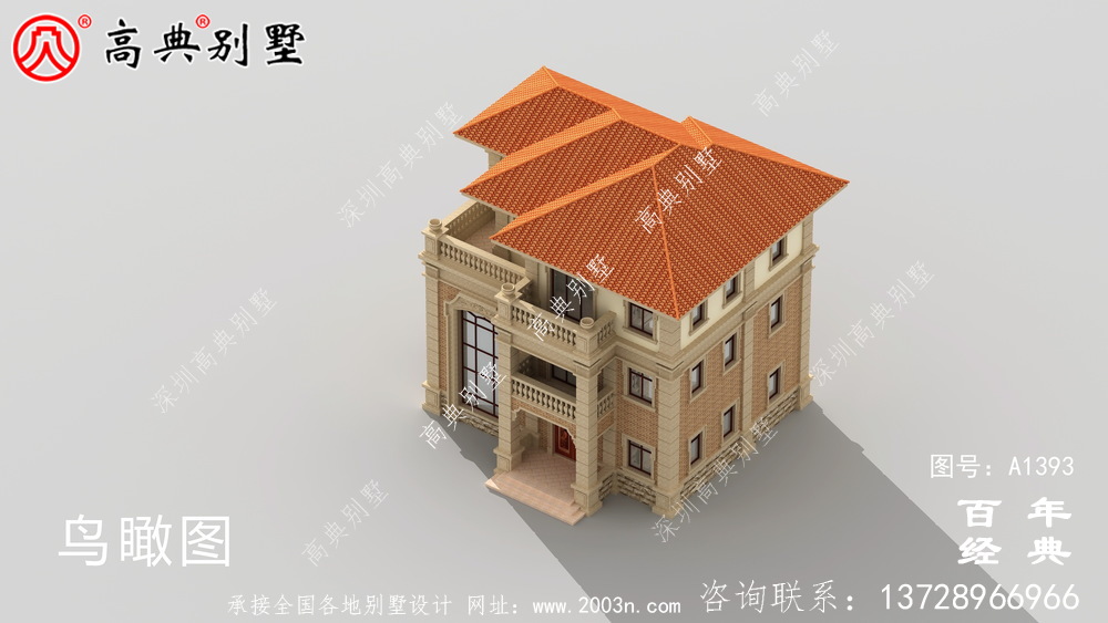 三层欧式别墅楼房外观设计图_乡村别墅设计图纸