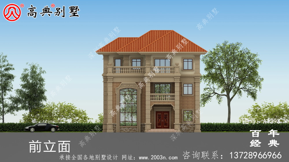 三层欧式别墅楼房外观设计图_乡村别墅设计图纸