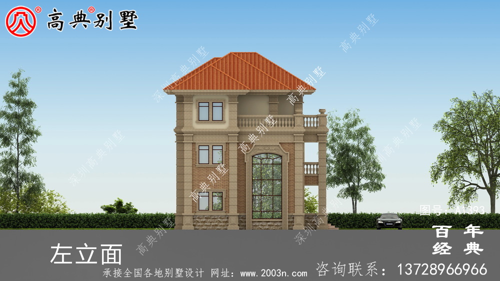 三层欧式别墅楼房外观设计图_乡村别墅设计图纸