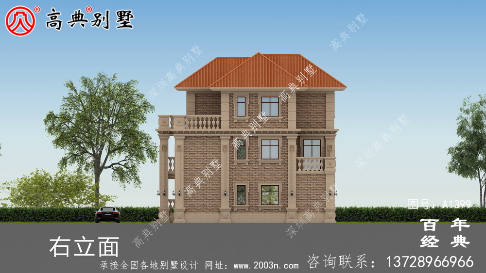 乡村三层实用型别墅设计图纸_新农村建设别墅户型图