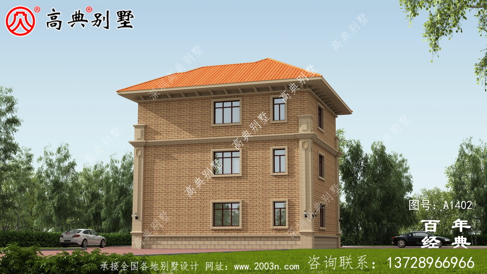 复式三层乡村别墅外观设计效果图_乡村三层别墅设计图
