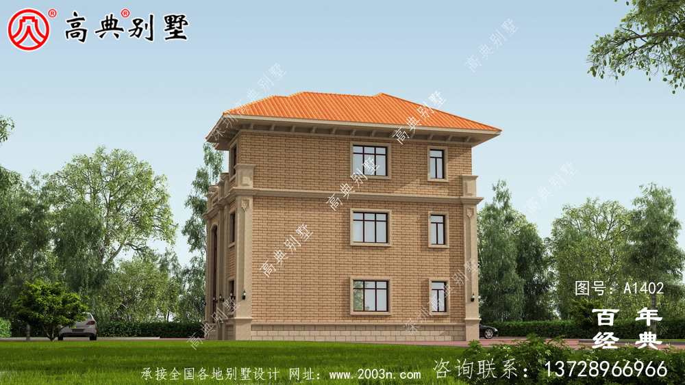 复式三层乡村别墅外观设计效果图_乡村三层别墅设计图
