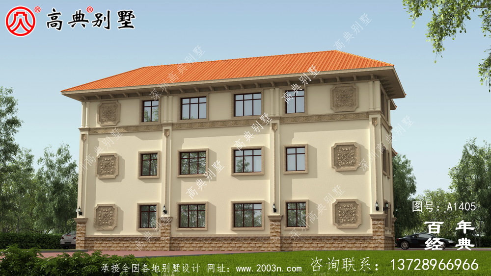 双拼欧式三层别墅外观设计效果图_乡村三层别墅设计图