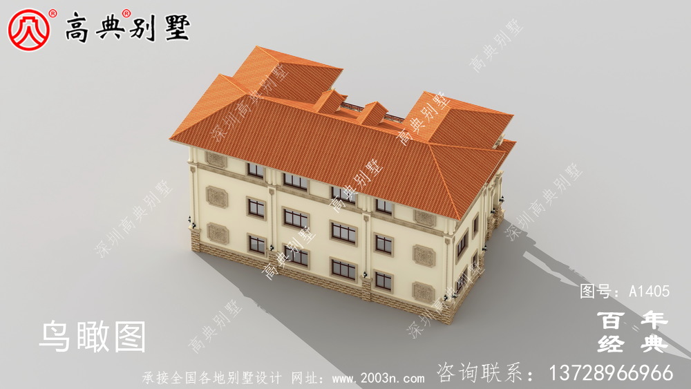 双拼欧式三层别墅外观设计效果图_乡村三层别墅设计图
