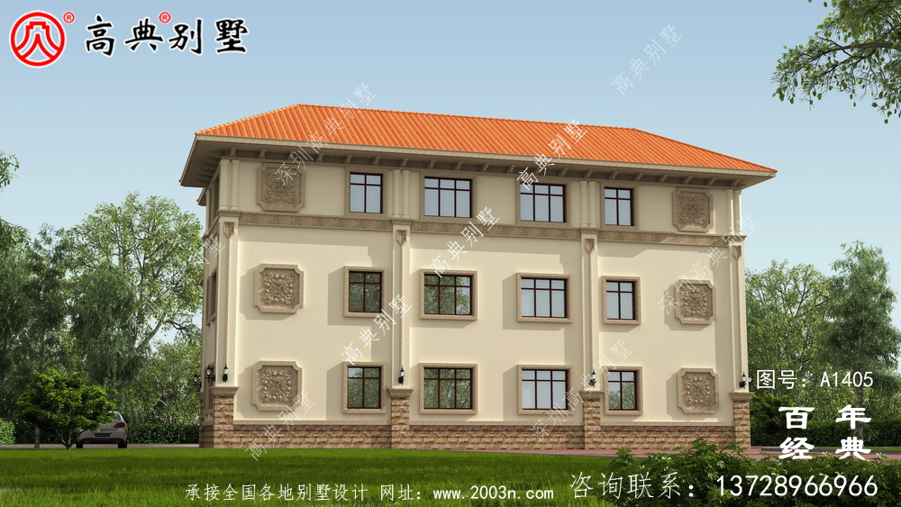双拼欧式三层别墅外观设计效果图_乡村三层别墅设计图