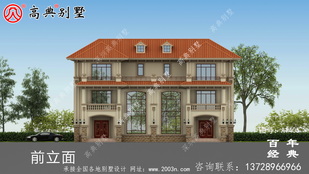双拼欧式三层别墅外观设计效果图_乡村三层别墅设计图