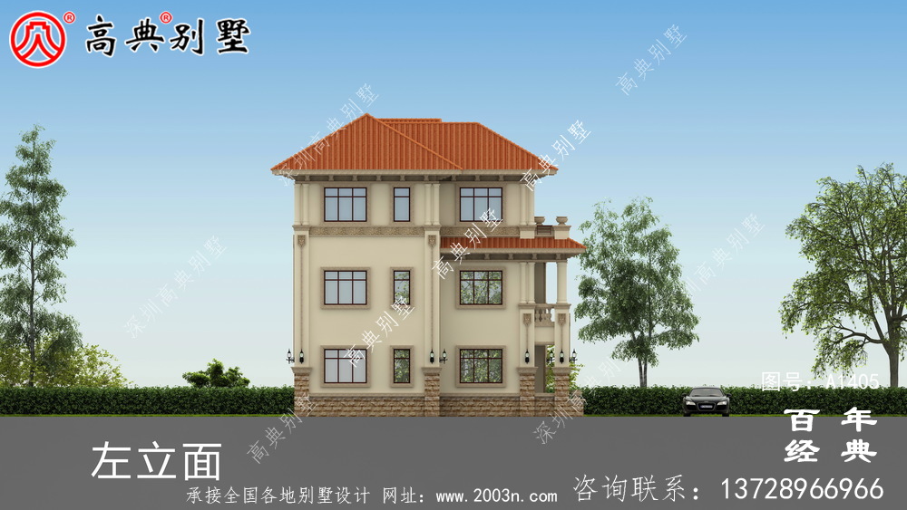 双拼欧式三层别墅外观设计效果图_乡村三层别墅设计图