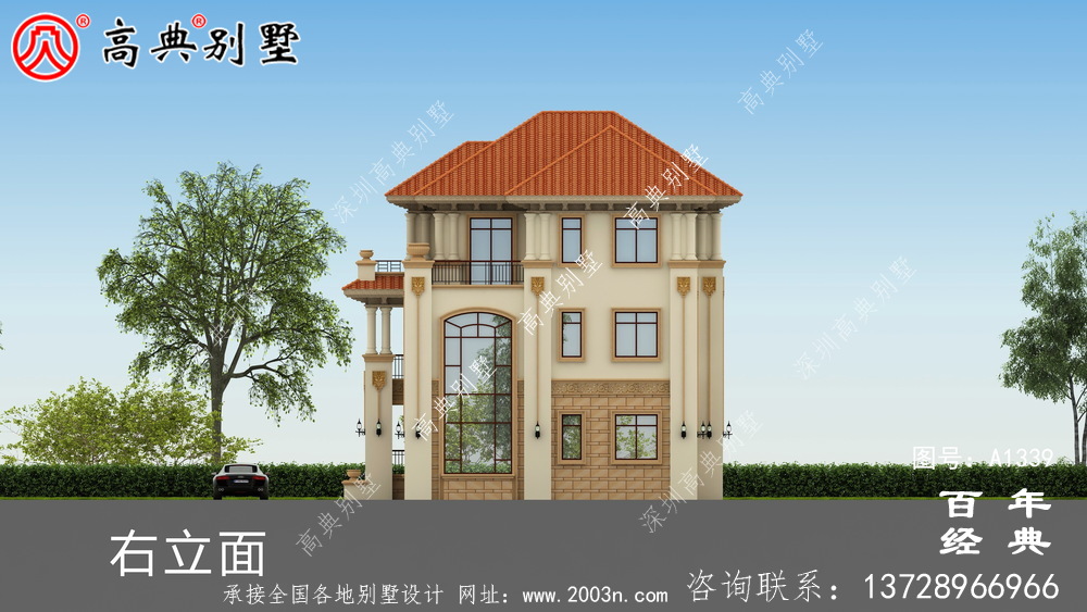 欧式复式三层农村别墅设计图纸_农村三层别墅设计图