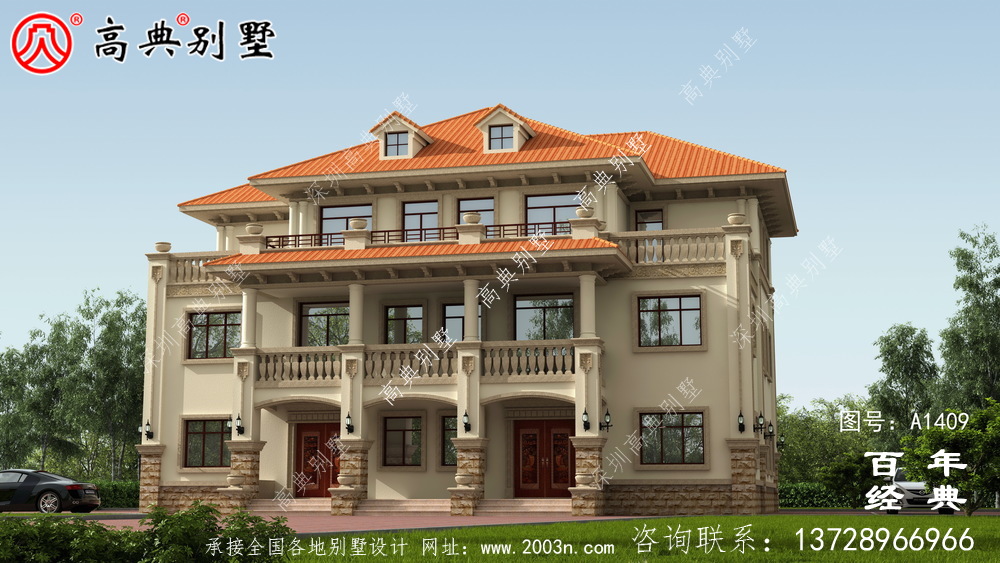 超豪华大气双拼三层别墅设计图纸_农村双拼别墅图纸