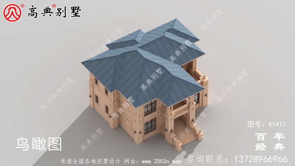 欧式两层小洋楼别墅外观效果图 二层小洋楼外观效果图