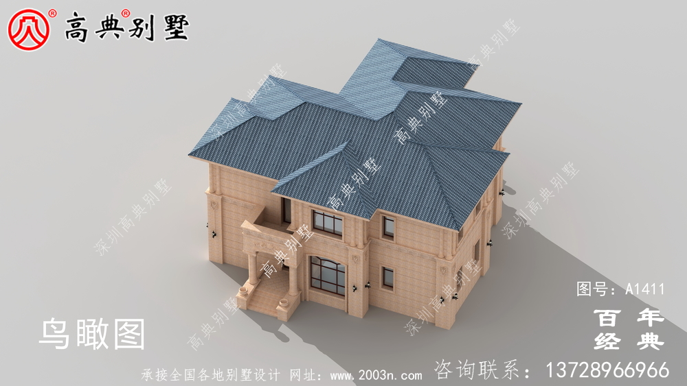 欧式两层小洋楼别墅外观效果图 二层小洋楼外观效果图
