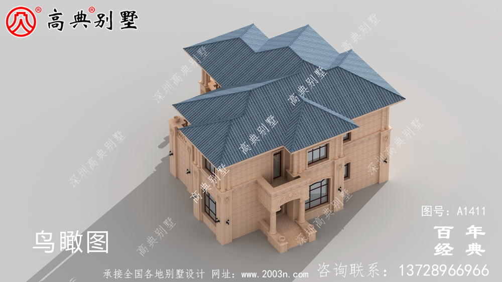 欧式两层小洋楼别墅外观效果图 二层小洋楼外观效果图