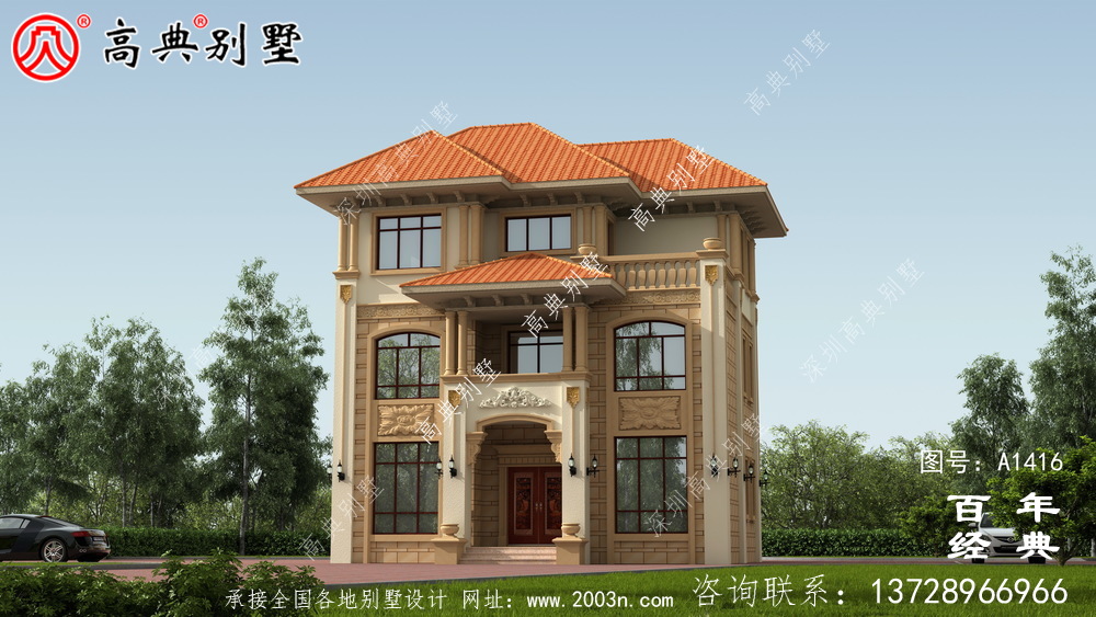 欧式古典三层带阳台小户型房子别墅设计效果图_乡村别墅工程图纸 欧式古典三层带阳台小户型房子别墅设计效果图_乡村别墅工程图纸