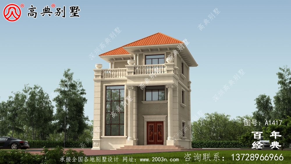 欧式复式三层别墅图纸_乡村别墅工程图纸