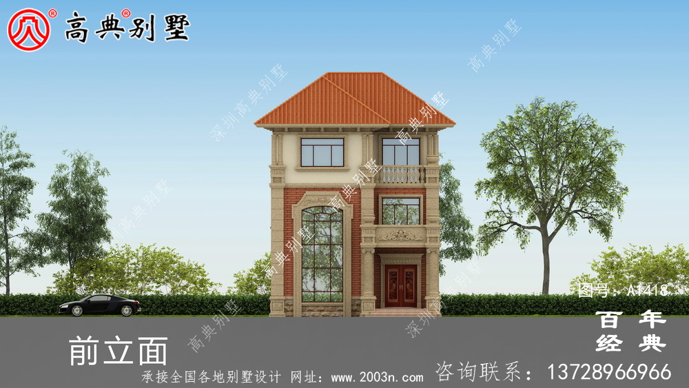 复式三层欧式小别墅外观效果图_农村三层别墅设计