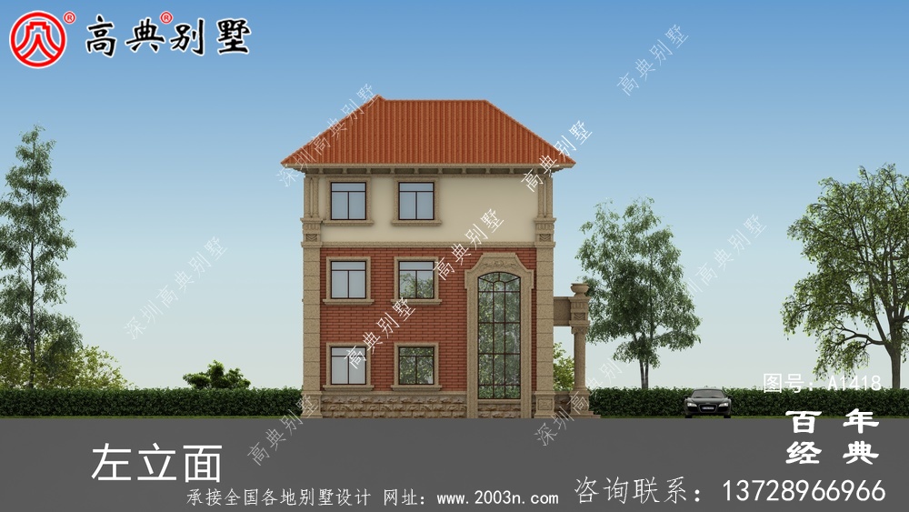 复式三层欧式小别墅外观效果图_农村三层别墅设计