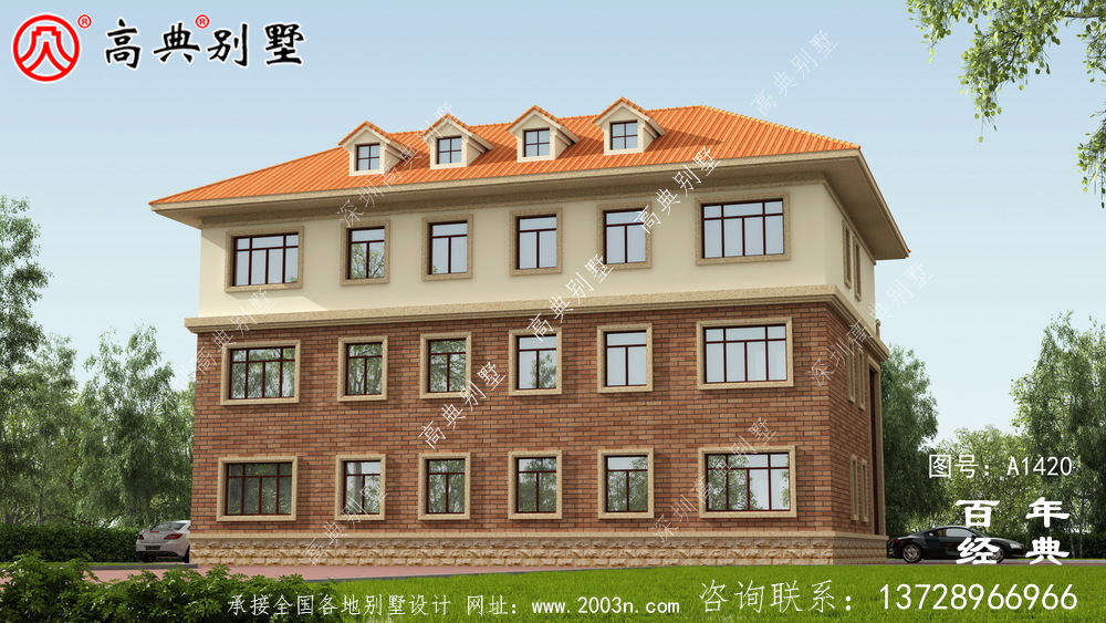 欧式双拼复式三层别墅外观图_农村三层别墅设计