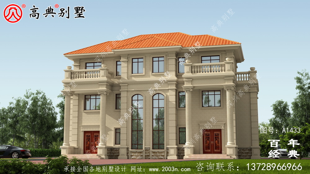 三层豪华复式双拼别墅设计图纸_乡村别墅工程图纸
