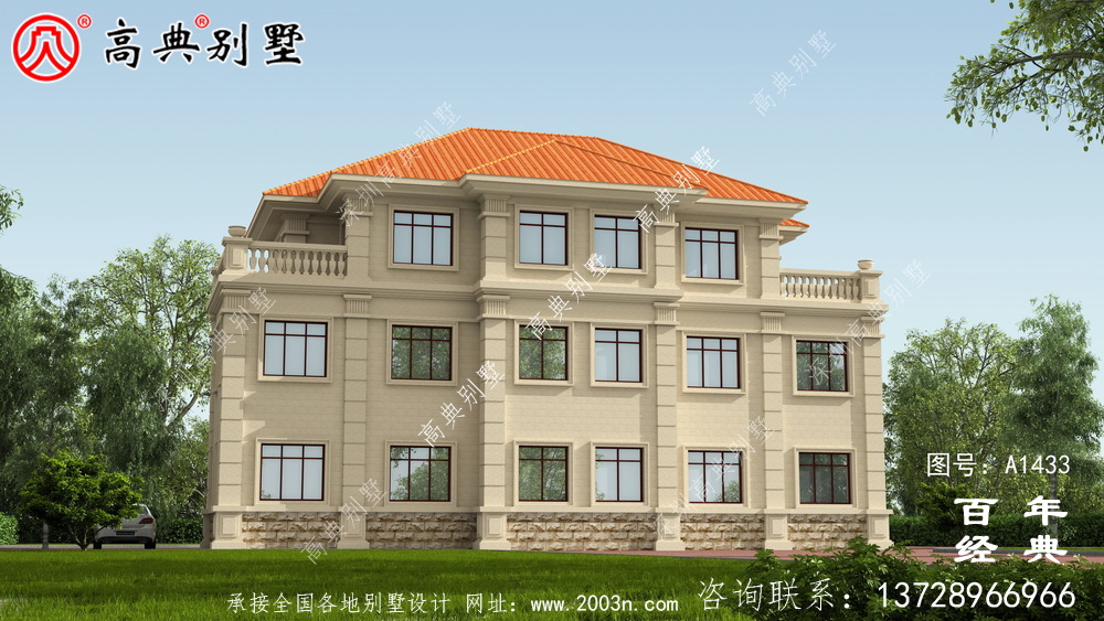 三层豪华复式双拼别墅设计图纸_乡村别墅工程图纸