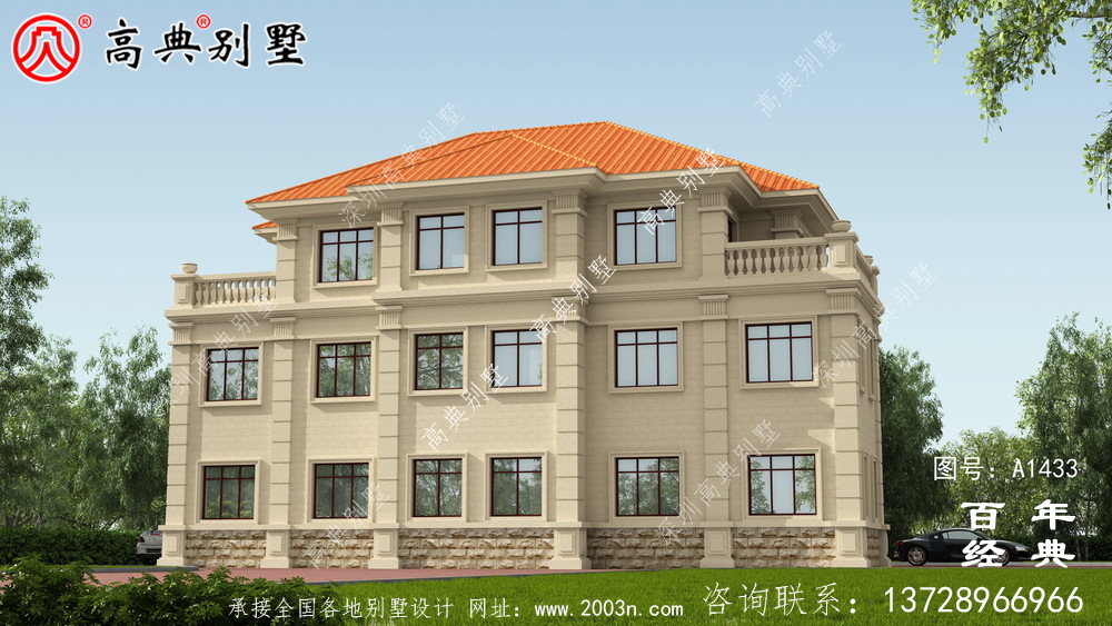 三层豪华复式双拼别墅设计图纸_乡村别墅工程图纸
