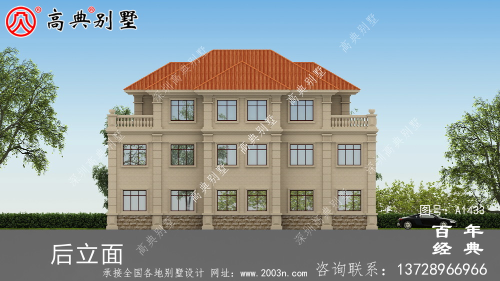 三层豪华复式双拼别墅设计图纸_乡村别墅工程图纸
