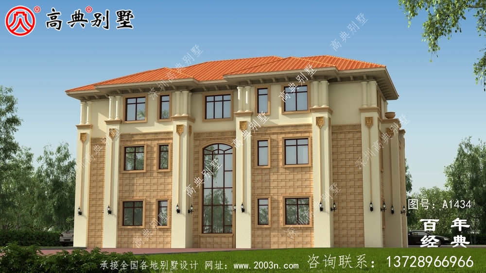简欧风三层双拼别墅设计图_乡村别墅工程图纸
