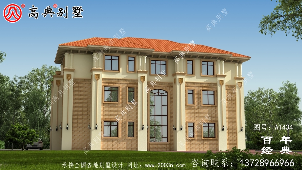 简欧风三层双拼别墅设计图_乡村别墅工程图纸