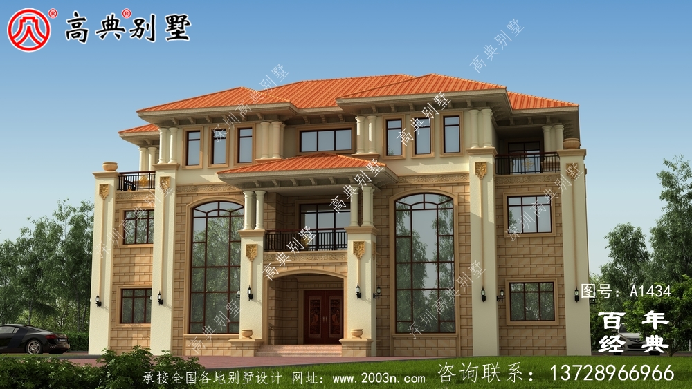 简欧风三层双拼别墅设计图_乡村别墅工程图纸