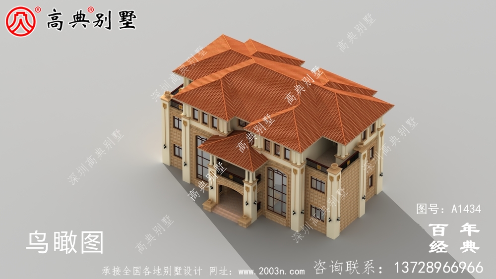 简欧风三层双拼别墅设计图_乡村别墅工程图纸