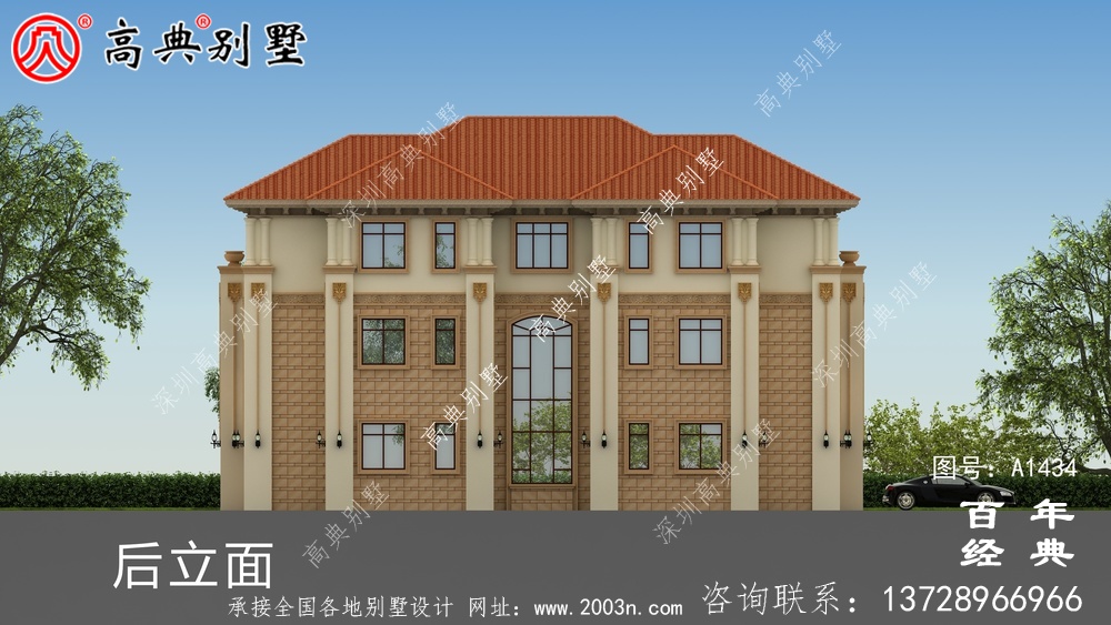 简欧风三层双拼别墅设计图_乡村别墅工程图纸