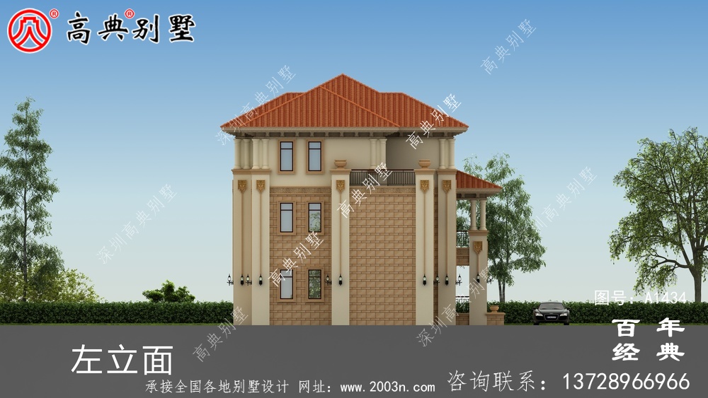 简欧风三层双拼别墅设计图_乡村别墅工程图纸