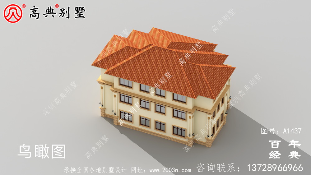 豪华三层带露台双拼别墅设计图纸和效果图_农村三层别墅设计
