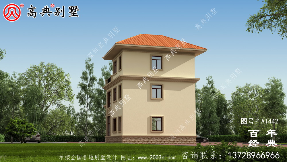 气派欧式三层复式别墅设计图纸和效果图_农村三层别墅设计